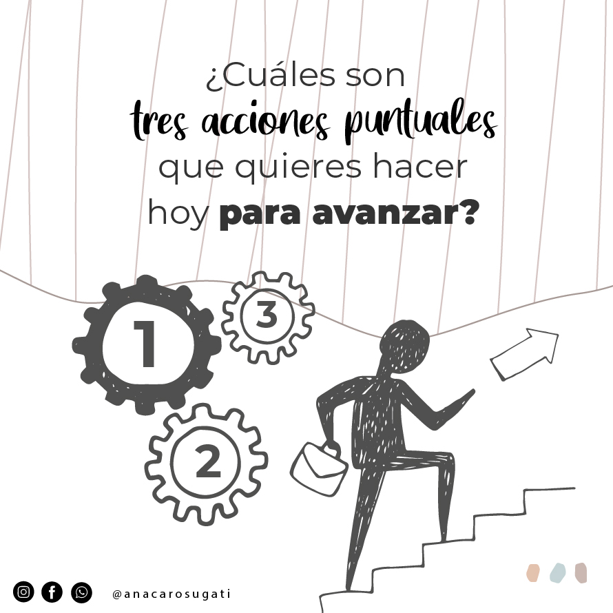 ¿Cuáles son tres acciones puntuales que quieres hacer hoy para avanzar?